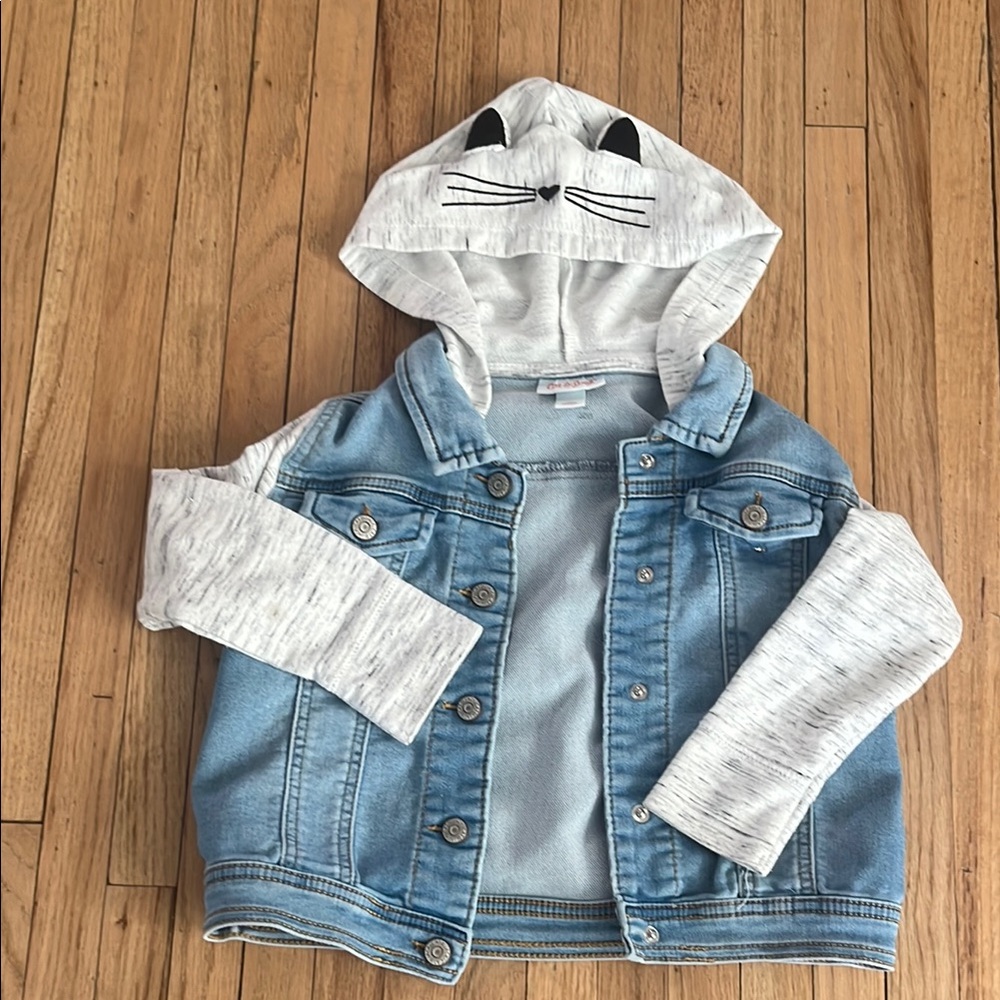 Kids Denim Jacket with Cat Ear Hood
